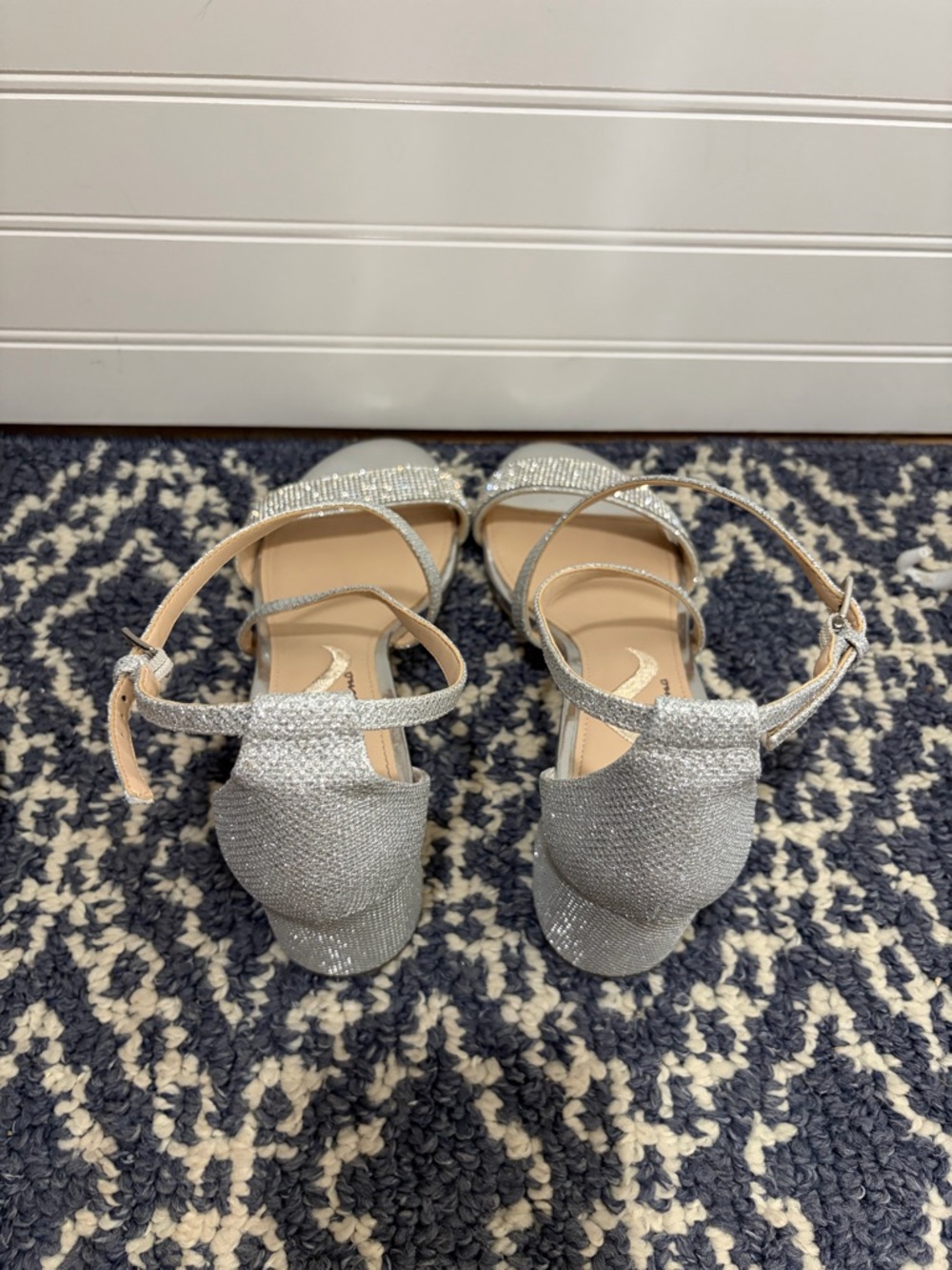 Nina Silver Crystal-Strap Block Heel Sandals - Picture 7 of 8
